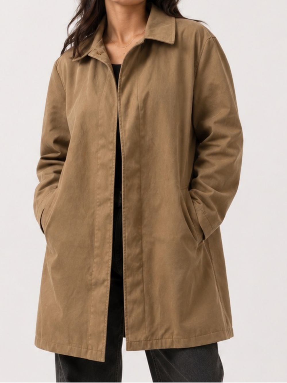 WEATHERPROOF | Rainwear Faux Suede Jacket Trench Coat Small